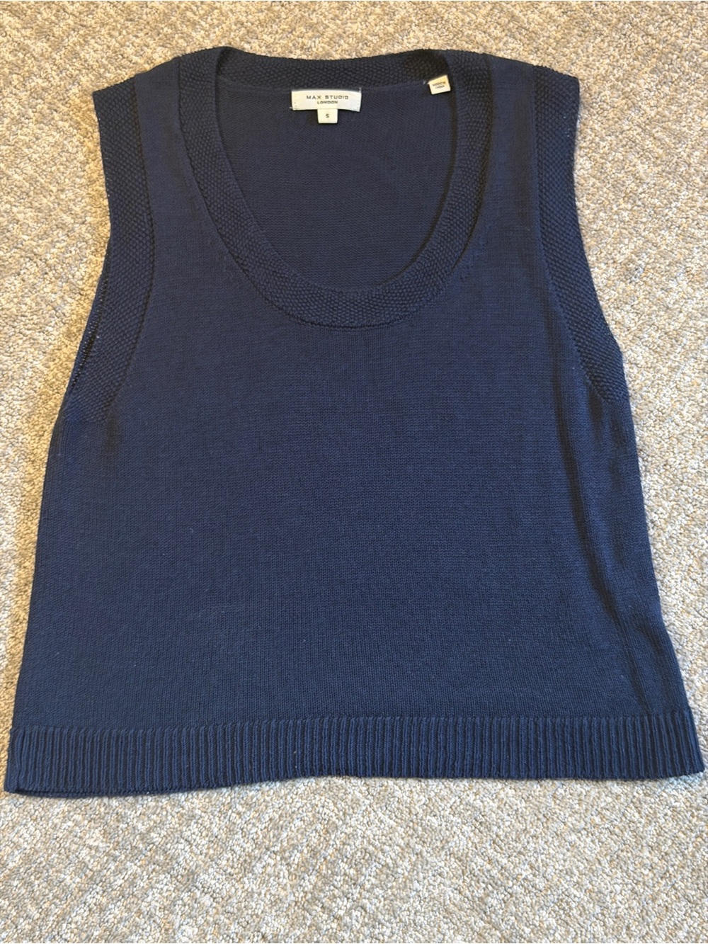 Max Studio Navy Scoop Neck Knit Tank